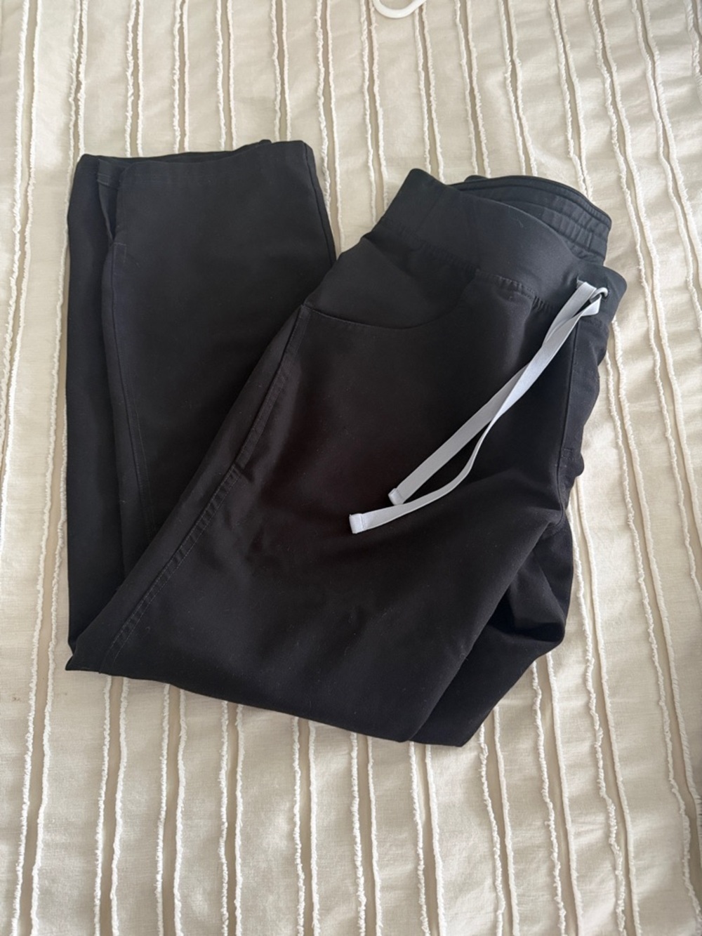 Figs Black Drawstring Scrub Kade  in med petite